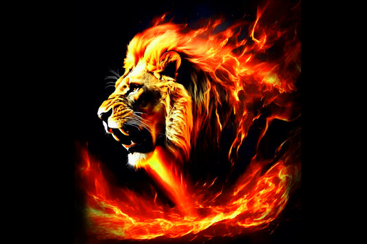 FIERY LION - II  – Silk Printed Worship Flags