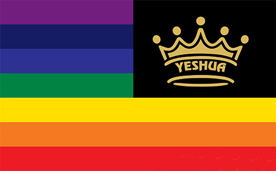 Yeshua (rechts) King Over - Rainbow Nation - II - Silk Printed Worship Flags (Vorbestellung)