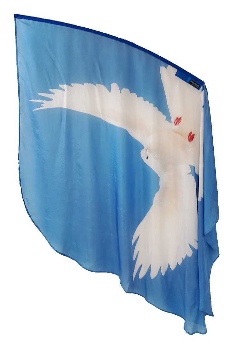 Buy 1 Get 1 FREE - Dove (holy Spirit) Heavenly Blue - Printed Habotai Silk  Wing Flags Wxl-quill